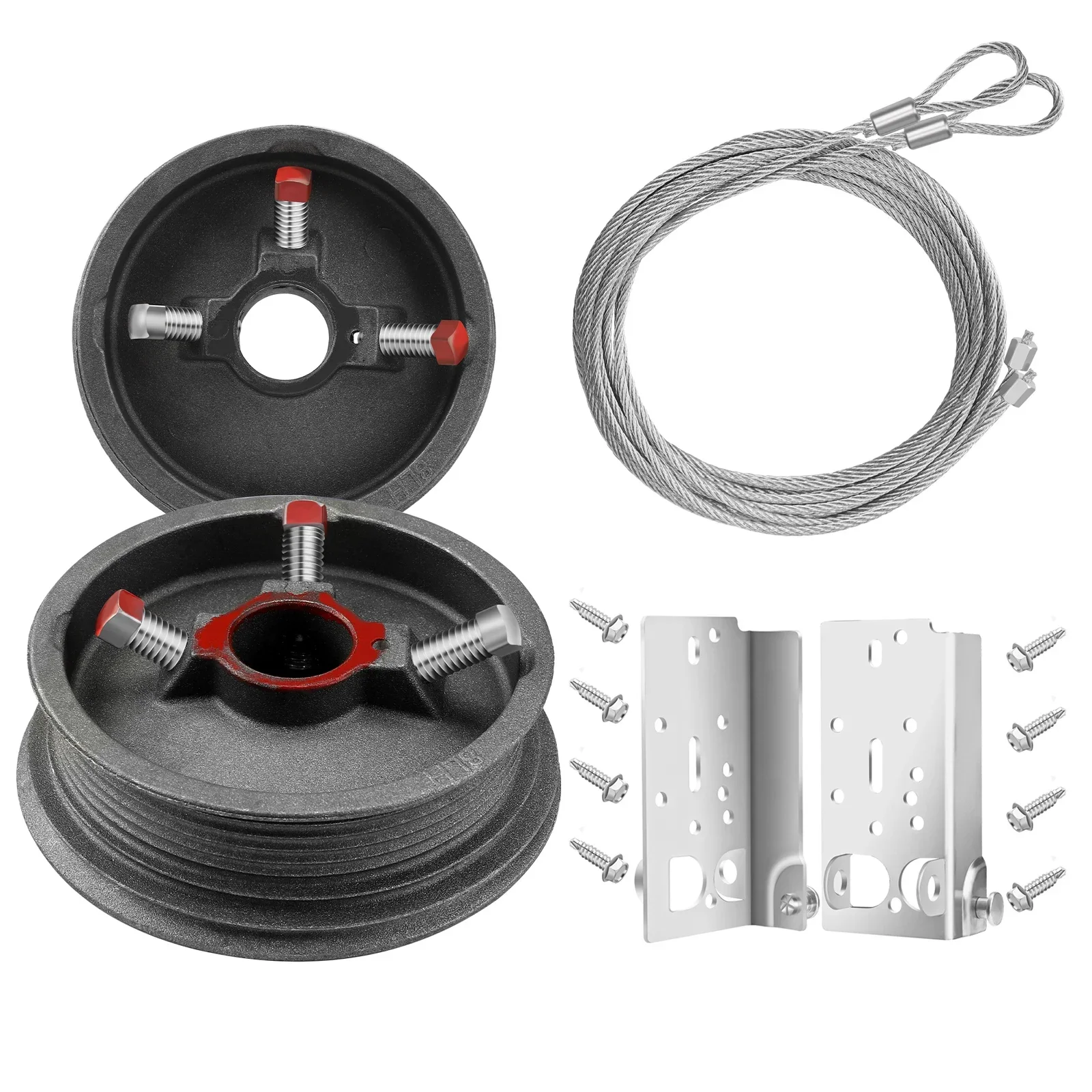 Sectional Garage Door Cable Drum + Bottom Brackets + 3MM Cable 1/8" Lifting Wire Rope Heavy Duty Hardware Accessories Parts
