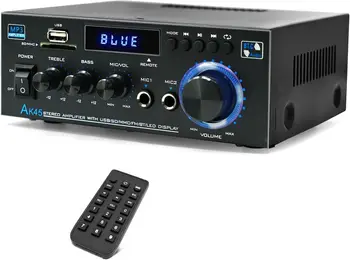 5.0 Mini Bluetooth Stereo Amplifier, 300W HiFi Power Amp with Remote, USB, RCA, FM Radio for Home Audio 1