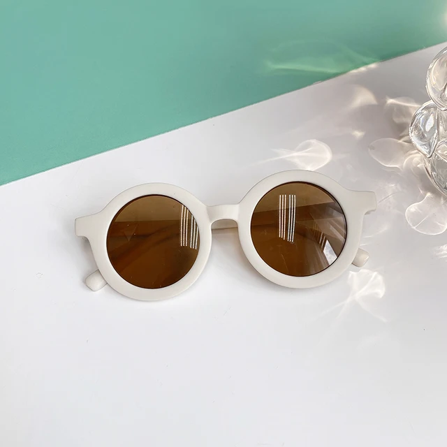 Children Boy Girl Cute Leopard Double Color Cartoon Bear Shape Round Sunglasses Kids Vintage Sunglasses UV400 Protection Classic White-A