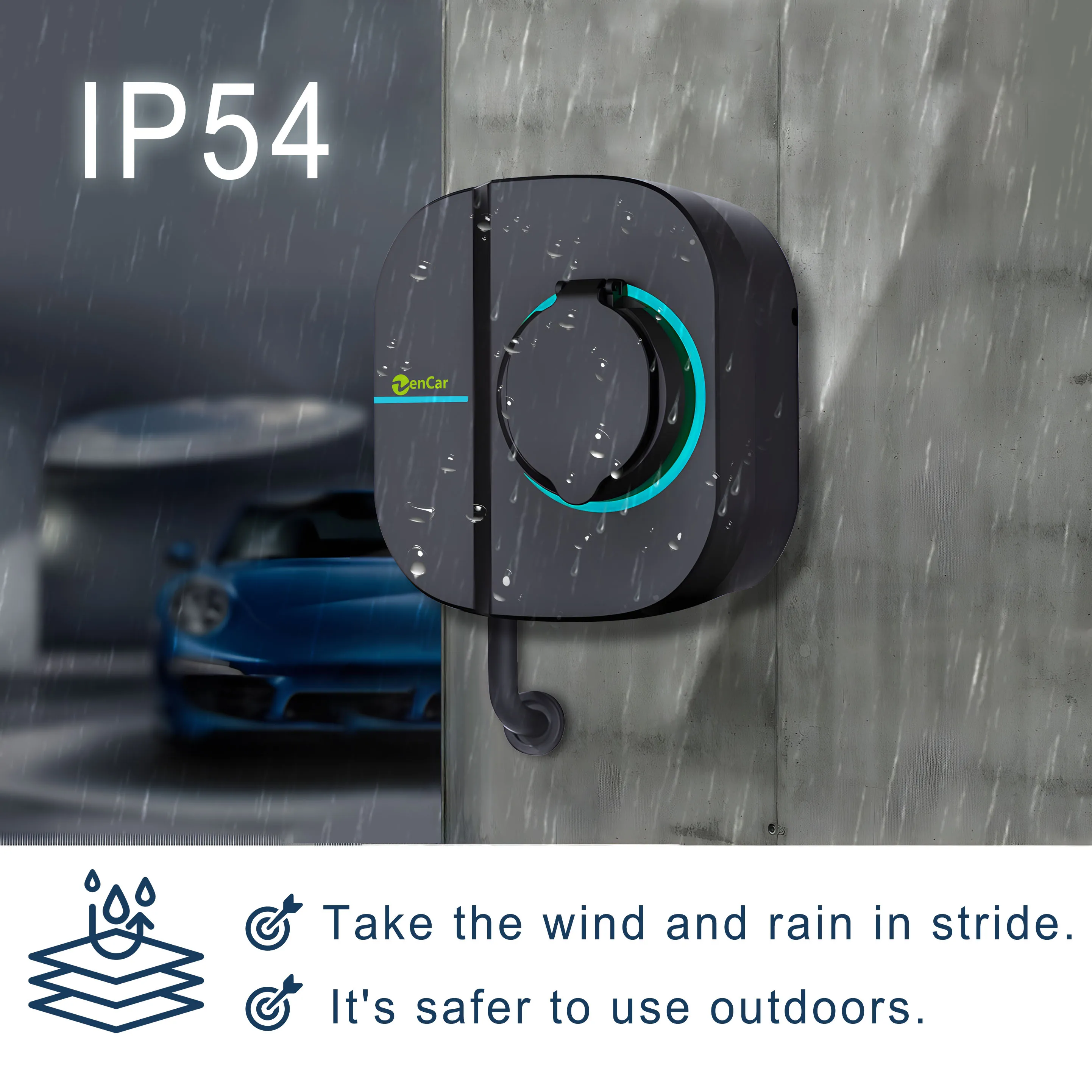 전기차 벽걸이형 충전소 16A 32A EV 월박스 7kW 11kW 22kW 레벨 3 AC 가정용 EV 충전기 (IEC62196 타입 2 소켓 포함)