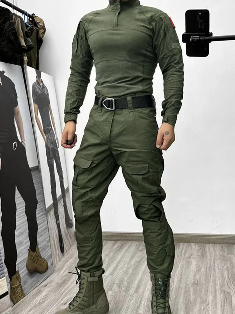 Tactical Suits Combat Shirts Milita Uniform Swat Tshirt Outfit Tatico Tops Airsoft Multicam Camo Hunting Pants Men Clothing 2