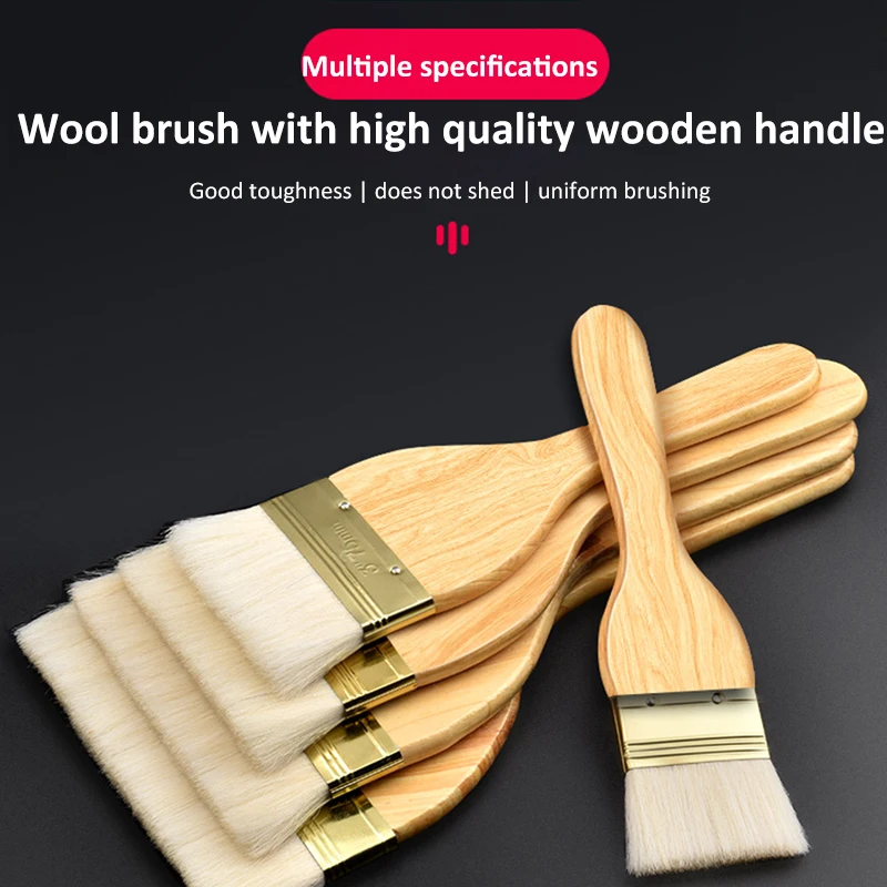 Paint Brushes Wooden Handle Multipurpose Painting Brush BBQ Brush Wall Cleaning Painting Tools 1/2/3/4/5/6/8 Inches 7 Pcs