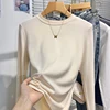 O-Neck Long Sleeve T-shirts Women's 2025 Autumn Winter Basic Solid Color Versatile T-shirt Elegant Slim Simple Base Layer Tops