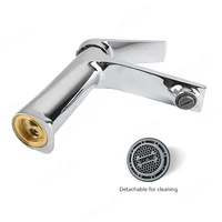 แกนทองเหลืองก๊อกน้ำซิงค์ห้องน้ำแบบทันสมัยจับเดี่ยวติดตั้งบนดาดฟ้าอ่างล่างหน้าก๊อกน้ำร้อนและเย็น 4