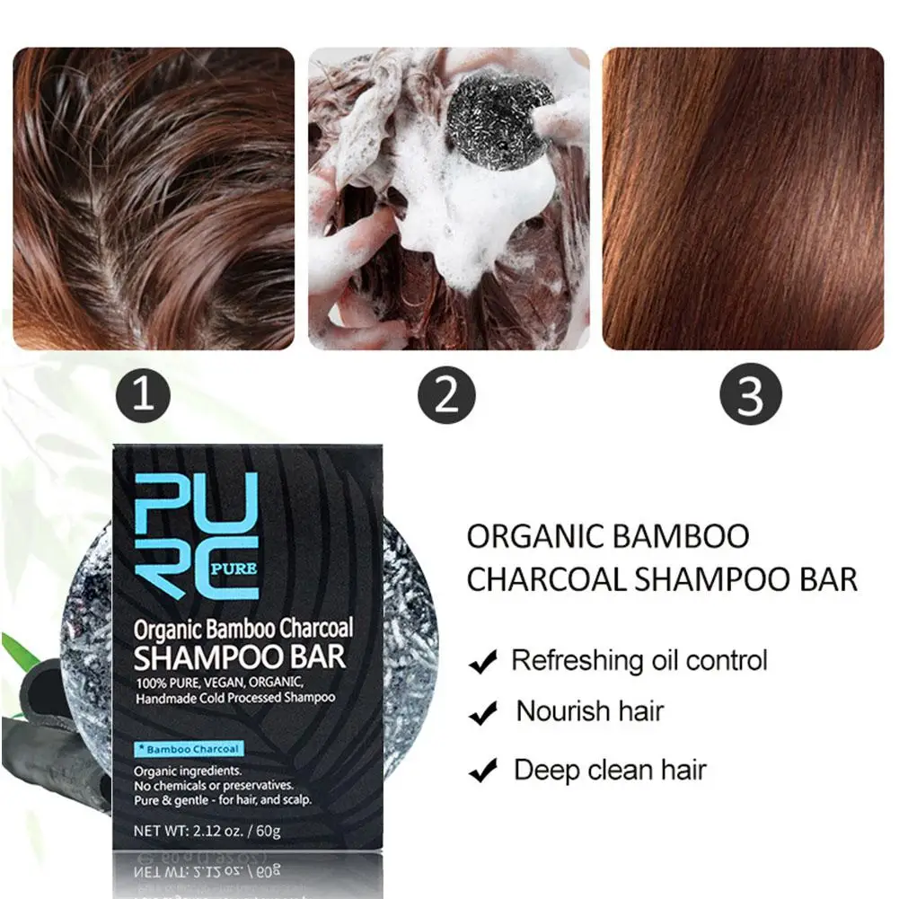 Bamboo Charcoal Clean Detox Shampoo Soap Bar Repair Treatment Gray Scalp Color Hair 60g Treatment Dye Nourishing White Hair K1E3