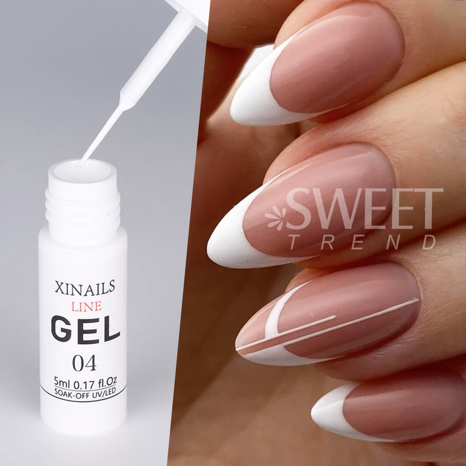 4pcs 5ml Nail Liner Gel Paint UV Gel Black White Swirl French Nail Design DIY Drawing Semi Permanent Gel Polish Manicure Varnish