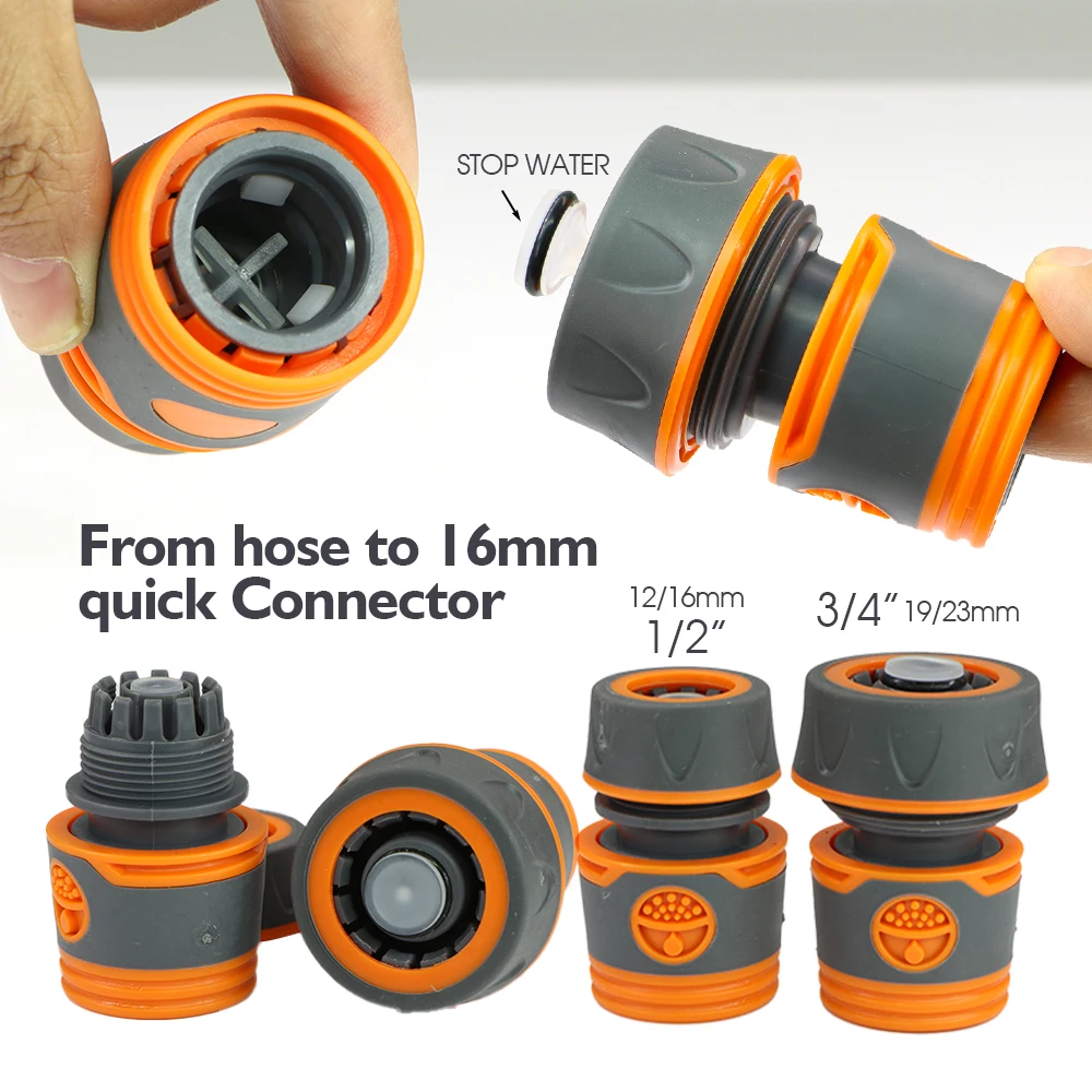 Hose Connector Garden Quick Pipe Coupler Stop Water 1/2 3/4 Inch 20/16mm for Car Wash Irrigation Tube Repair Joints
