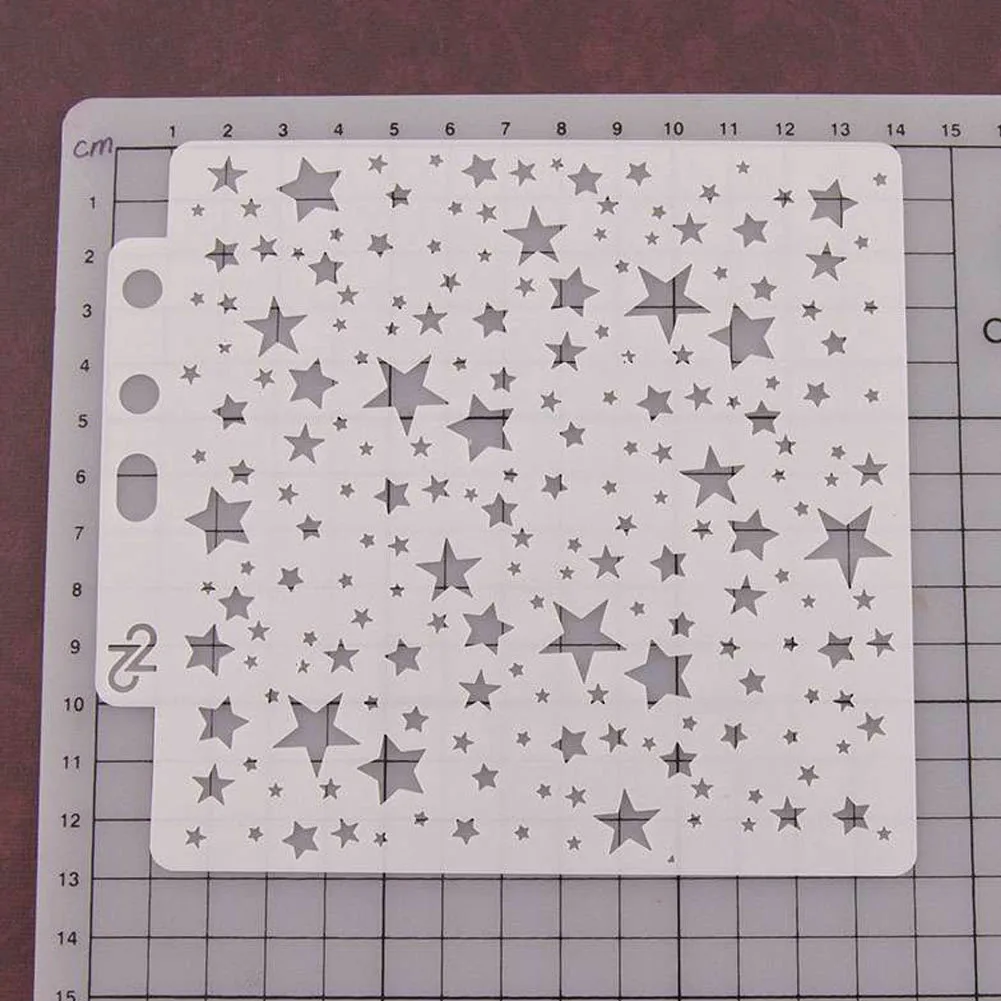 Star Theme Hollow Lace Ruler Embossing Template DIY Photo Album Draw Tool
