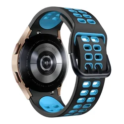 Two-Tone No Gap Silicone Watch Strap - Premium Design for Watch 5 Pro 45mm (Black sky blue)