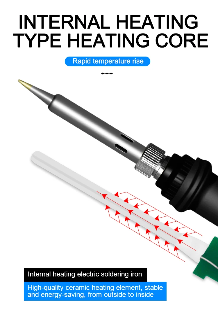 electric soldering iron 60W Adjustable Temperature Welding Solder Rework Station Heat Pen Tips Electric Soldering Iron for Repairing by BeBosLook