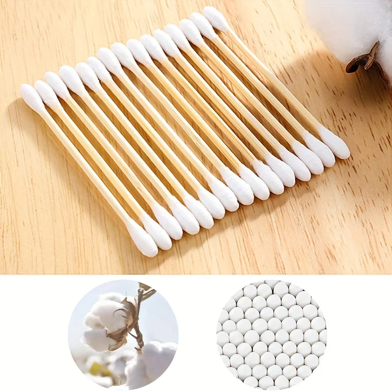 100PCS/PACK Double Headed Cotton Swab Makeup Ear Nose Cleaning Eyelash Glue Removal Disposable Cleaning Makeup Tool Cotton Swabs