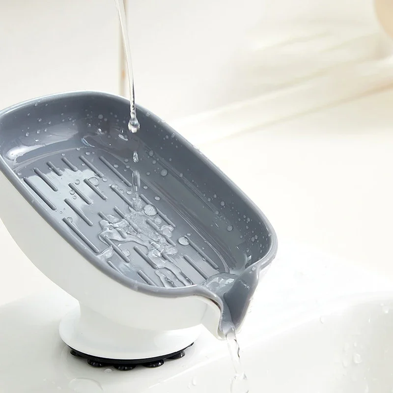 Suction Cup Soap Dish with Drain Water Punching Free Soap Holder Household Light Luxury Bathroom Soap Container Bathroom Supply 5