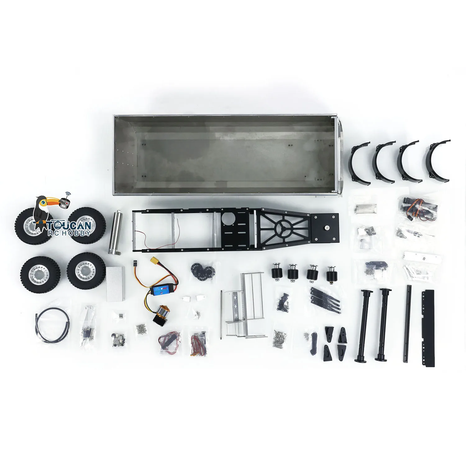 DG 988 2Axles Metal Hydraulic Dump Semi Trailer KIT U Bucket Lift DIY For TAMIYAYA LESU 1/14 RC Tractor Truck Dumper TH24480 2