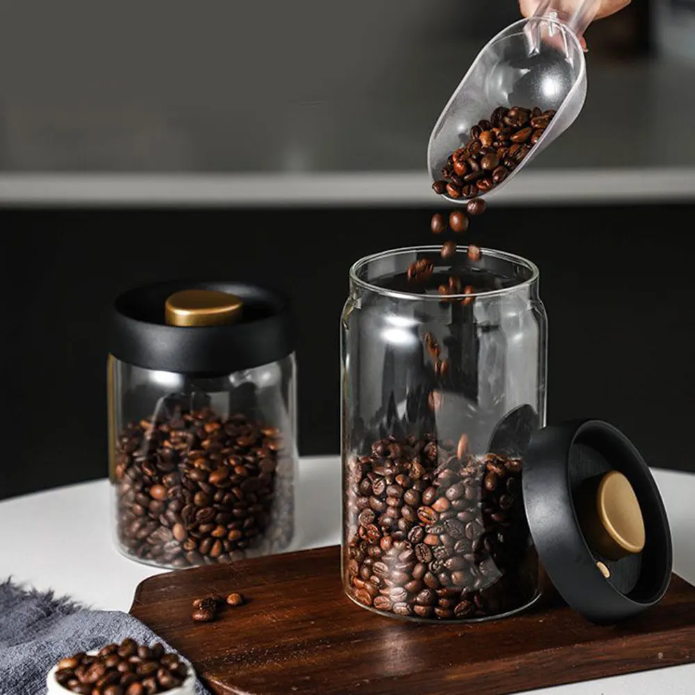 Storage Box, Storage Jar, Storage Tank, Storage Sets, Household Storage Sets, Coffee Beans Vacuum Sealed Tank Glass Food Storage Tank Household Moisture-proof Air Extraction Tea Storage Push-type Hot