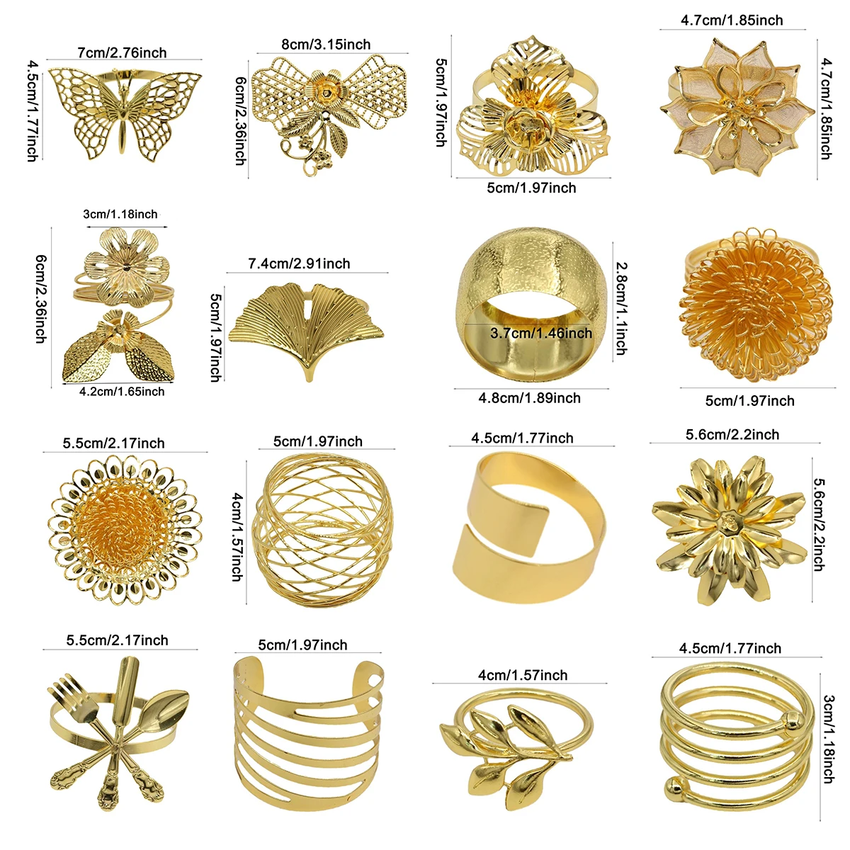 6pcs Gold Napkin Rings Rose Flower leaf Spiral Knife Fork Shaped for Table Cloth Decoration Dining Table Decor Settings napkin ring