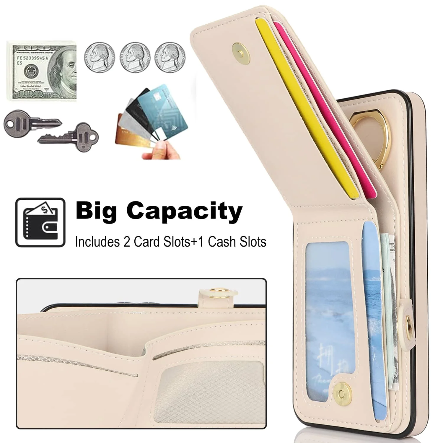 Elegant Flip Folio Wallet Case with Card Holder - Premium PU Leather Cover