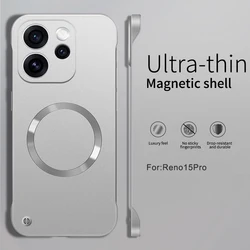 Sleek Magnetic Frosted Thin Back Cover - Hard Frameless Phone Case for OPPO reno15 Pro mini (Silver)