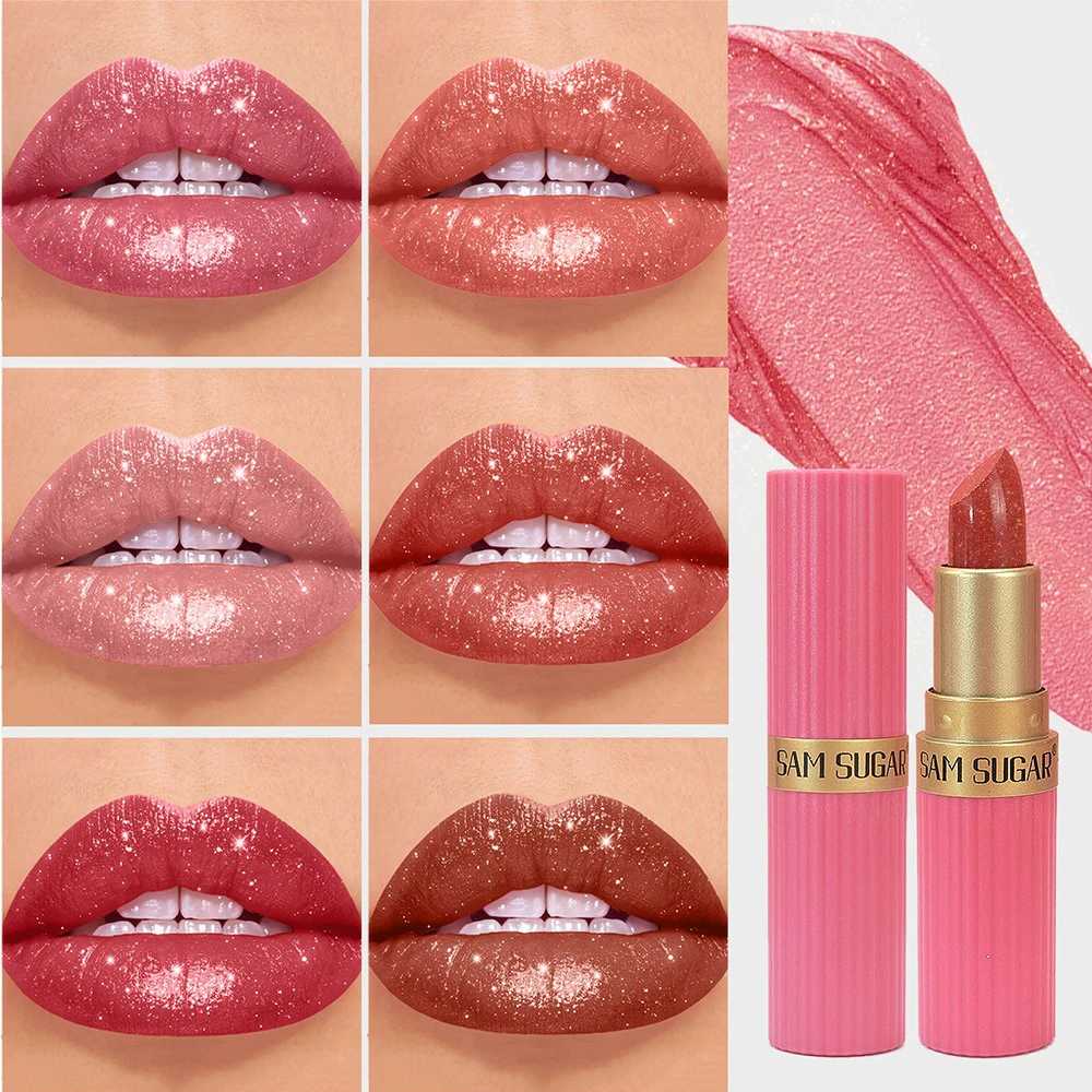 Pearlescent Pink Glitter Velvet Lipstick Metallic Waterproof Long Lasting Matte Shimmer Diamond Lipstick Women Makeup Cosmetic Best Sellers In Beauty & Health