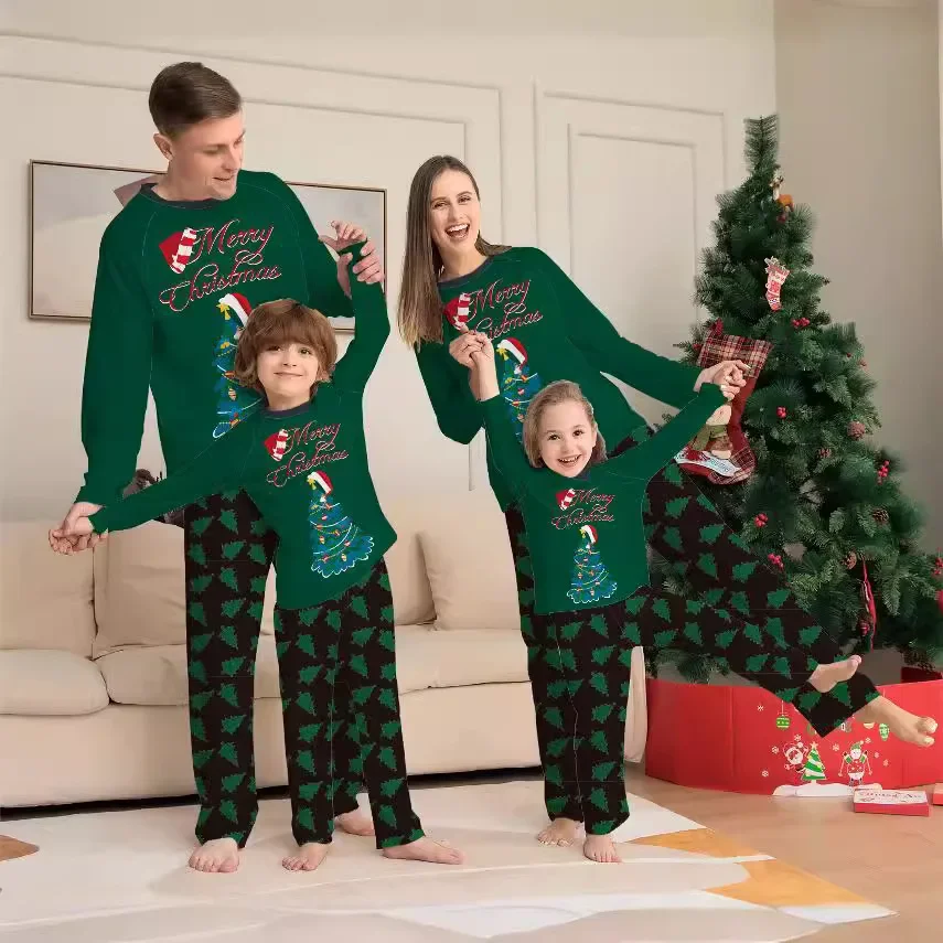 thumbnail image 1 of Conjunto de pijama navideño para adultos y niños con estampado de dibujos animados y trajes familiares a juego para la Feliz Navidad 2025, pijamas suaves y bonitos, disfraces para niños, 1 of 5