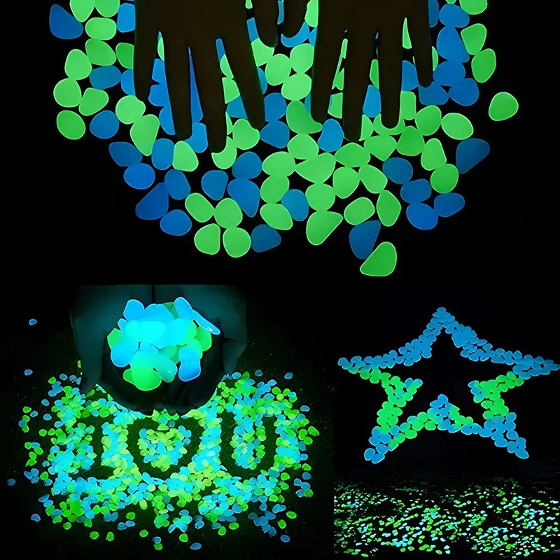 Glow Dark Stones 4.5cm Stone Luminous Pebbles 10pcs Garden Ornaments For Sidewalk Patio Lawn