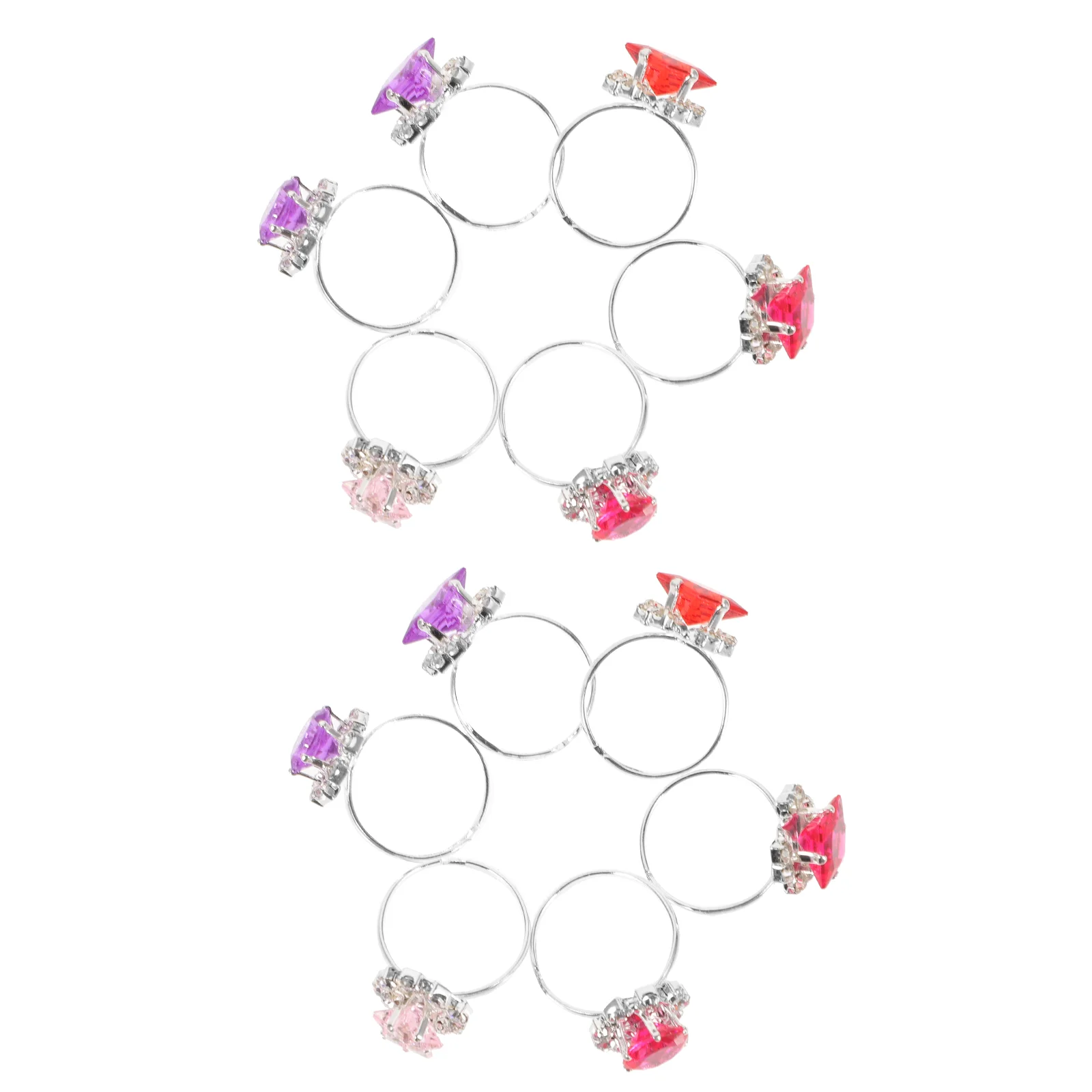 Child Ring Beautiful Colorful Diamante Ring Set Gift With Heart-Shaped Box for Girl Kid Child