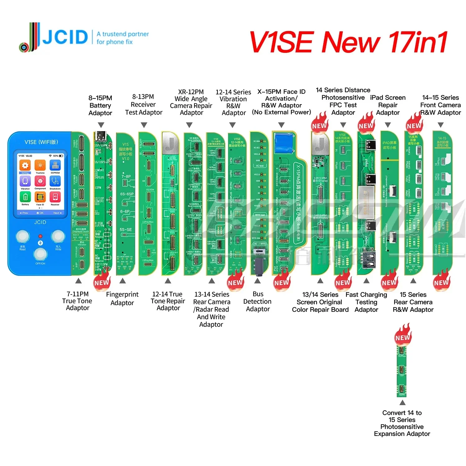 JCID V1SE 読み取り・書き込み機 IPhone用の元のカラープログラマー,画面回復,データの読み取りと