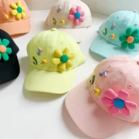 Free Shipping Cute Children Floral Hats Caps Girls Baseball Cap Sun Hats Visors for Boys Girls Kids Adjustable Hat 3-8years Old 4