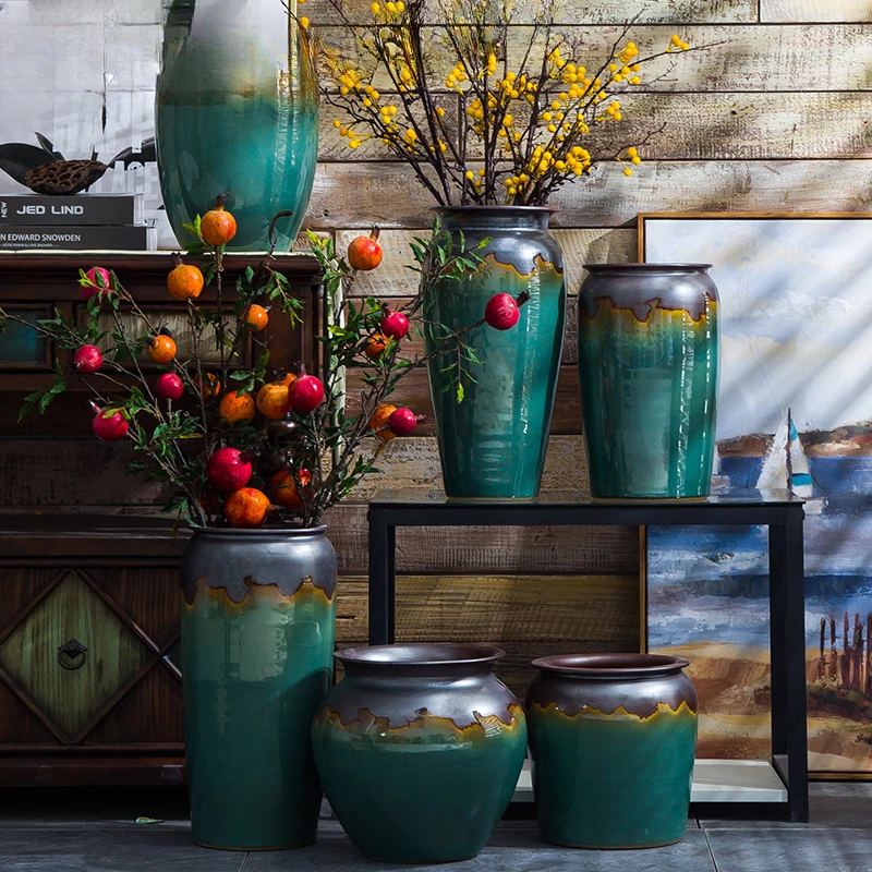 

The product can be customized. Ceramic new Chinese vase ornaments are inserted into the living room for dried flowers, rich