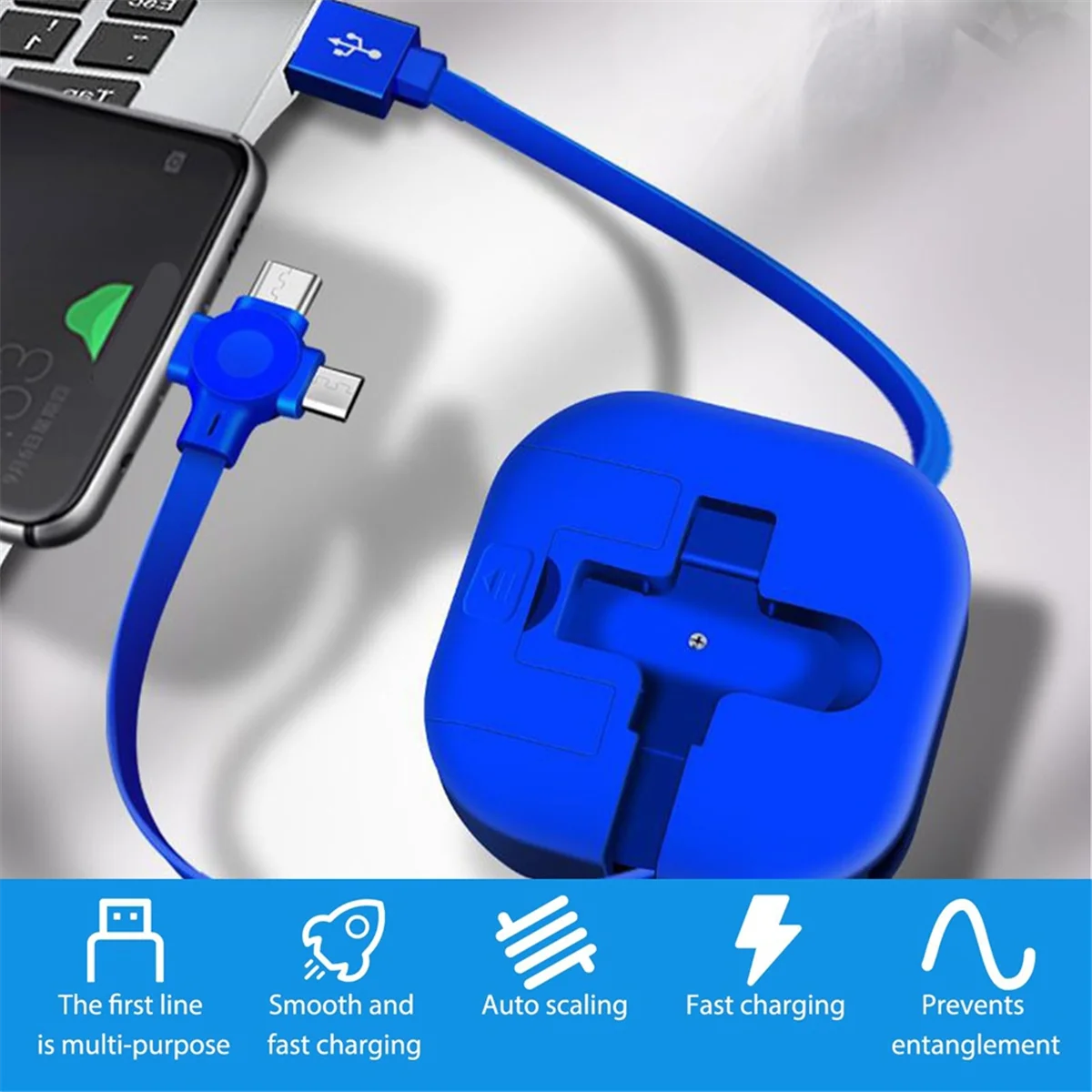 새로운 3Pcs 3-in-1 데이터 라인 고속 충전 박스, 멀티 충전 케이블, 접이식 3in1 데이터 라인 고속 충전, 데이터 전송