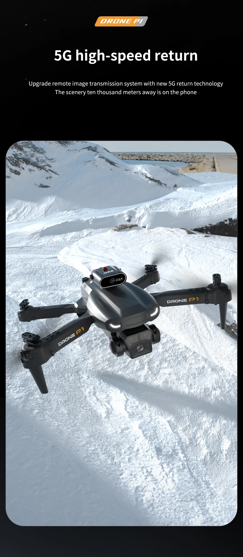 Description Picture 6 of item2024 P1 Mini Drone 8K Profesional 4K HD Camera Obstacle Avoidance Aerial Photography 5G 10Km Foldable Quadcopter Toy Sell Apron