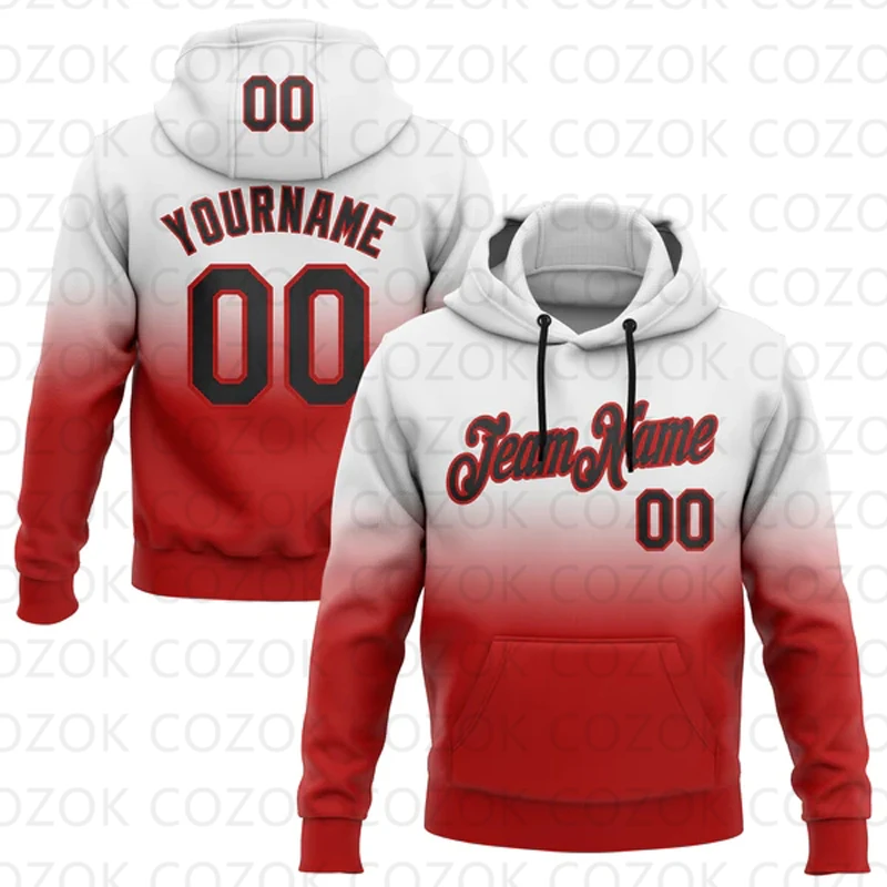 Customized Hoodie White Red Color splicing Jersey 3D Printed  Unisex Pullovers Hoodie Casual Sweatshirts