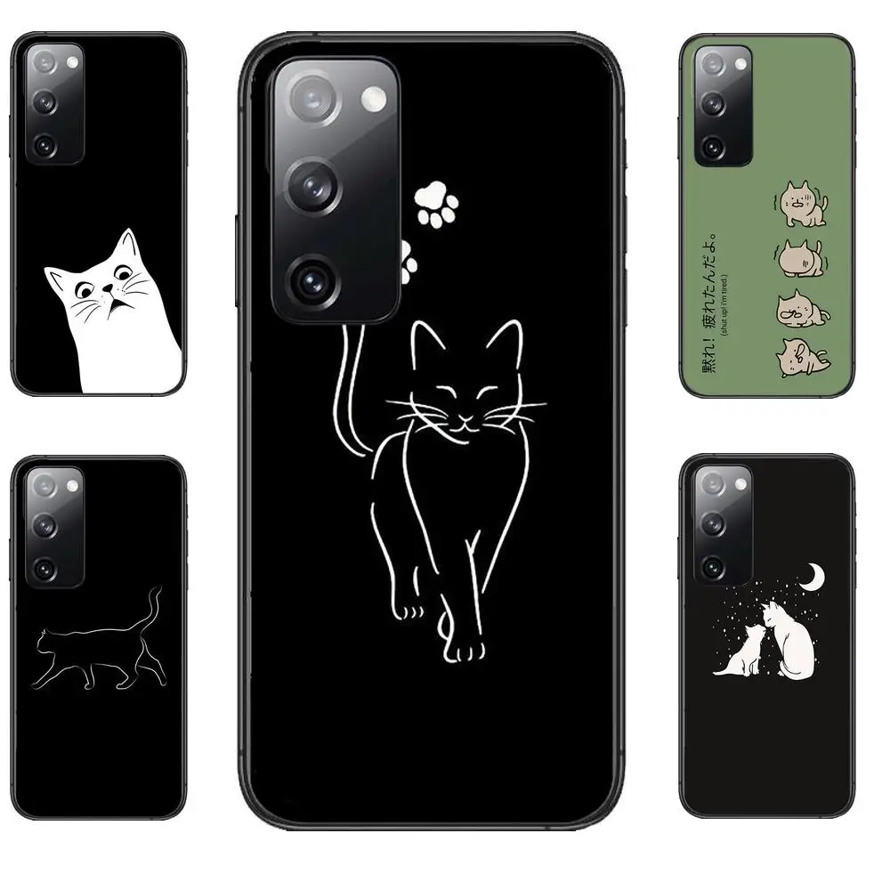 

Cat Line Art Phone case For Samsung Galaxy S30 s21 fe s20 s7 s5 s8 Plus s9 s10 s10e s21 Ultra Note 10 lite Phone cover Soft TPU