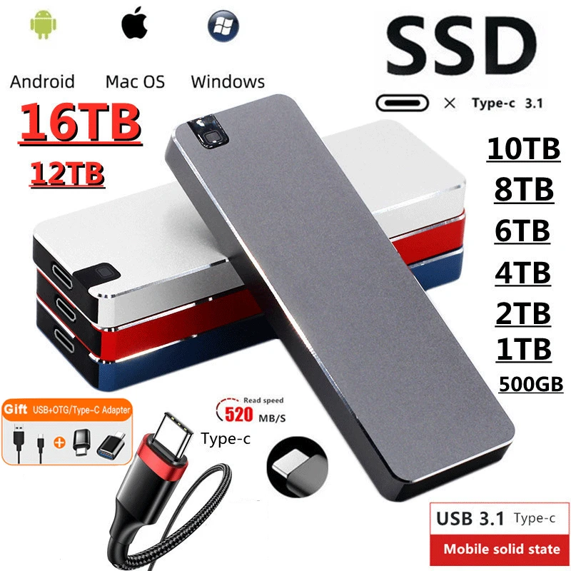 external hard drive 1TB Portable SSD 2TB High Speed M.2 Solid State