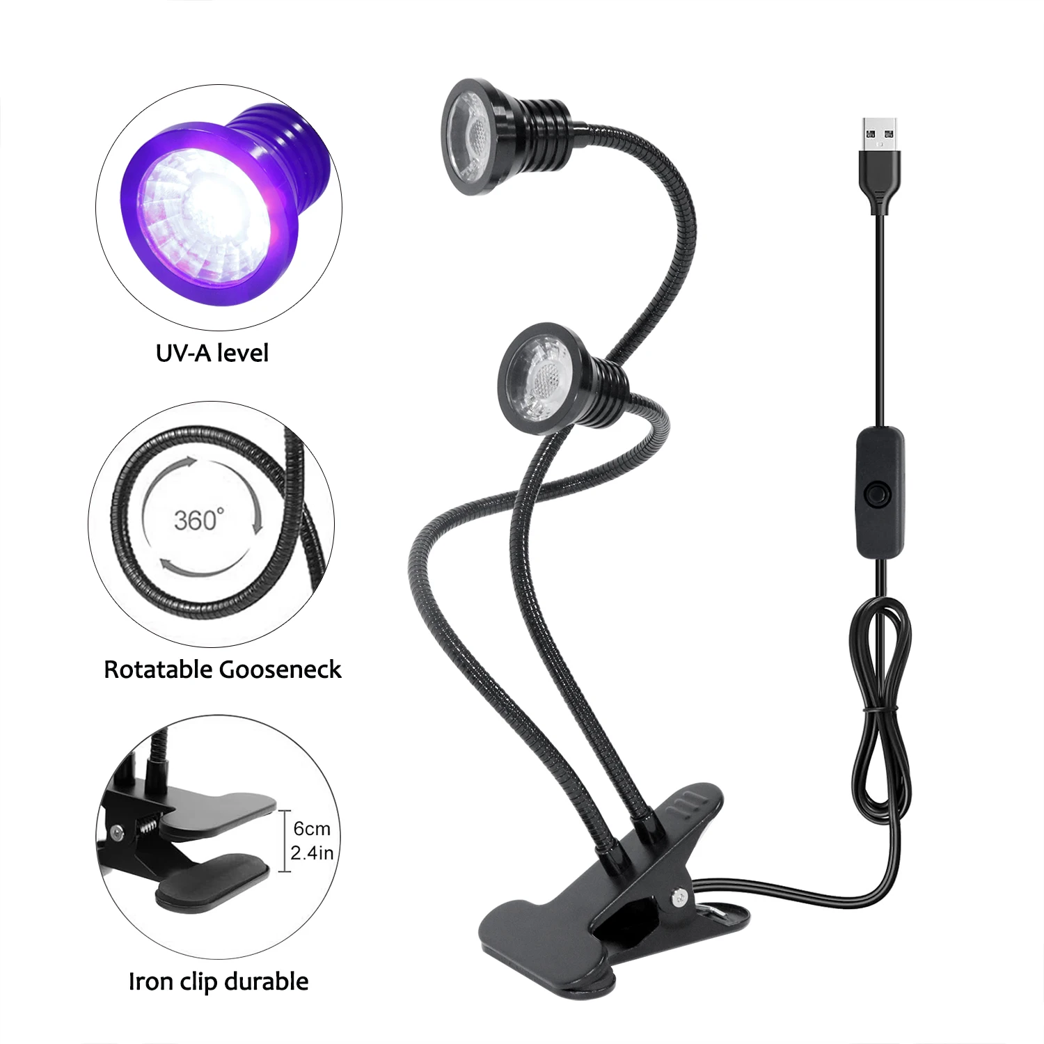 Led Nail Lights Dryer UV Lamp Ultraviolet Flexible Clip-On Desk Mini USB Gel Curing Manicure Pedicure Salon Tools DIY Nail Art