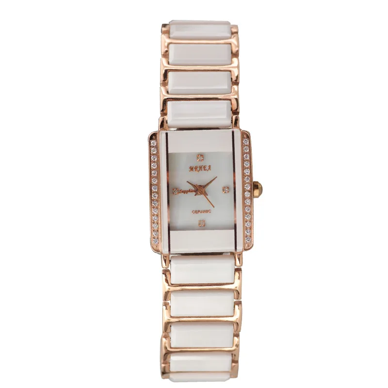 

New Fashion Trend Ultra-Thin Square Dial White Ceramic Women's Watch Thin Strap Waterproof Watch Small Fashion Watch