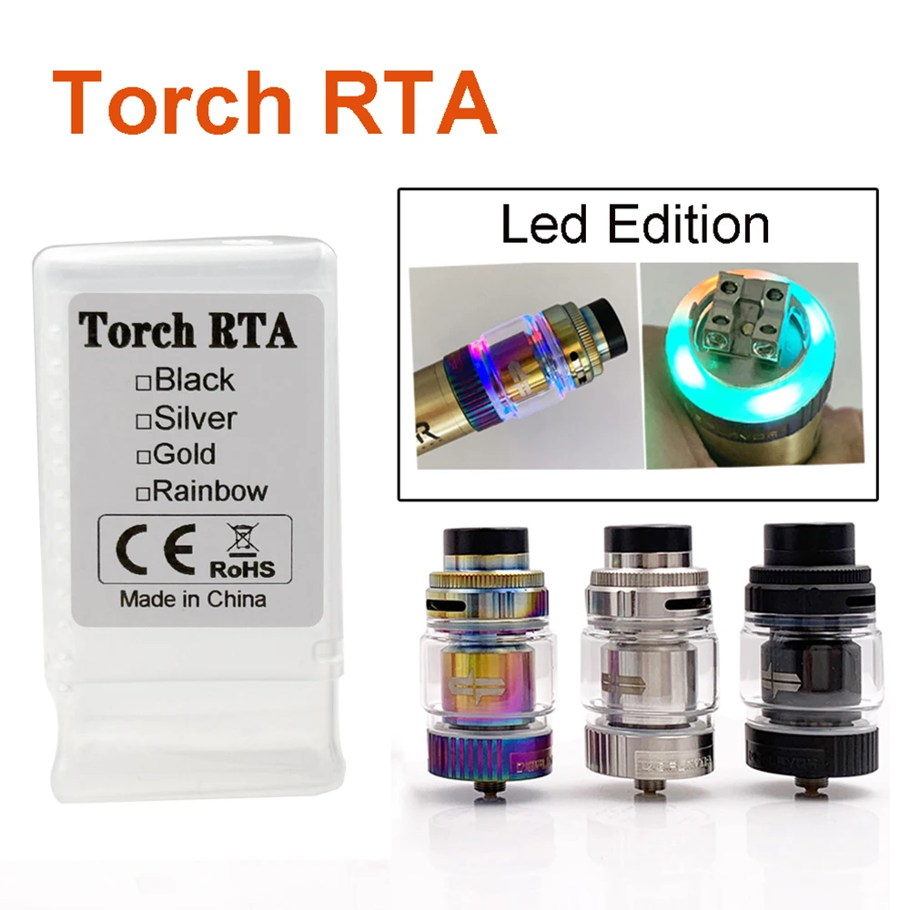 

Single TORCH RTA Tank 5.5ML Resin 810 Drip Tip Build Single Dual Coil DIY Rebuildable Deck DL Vape Atomizer