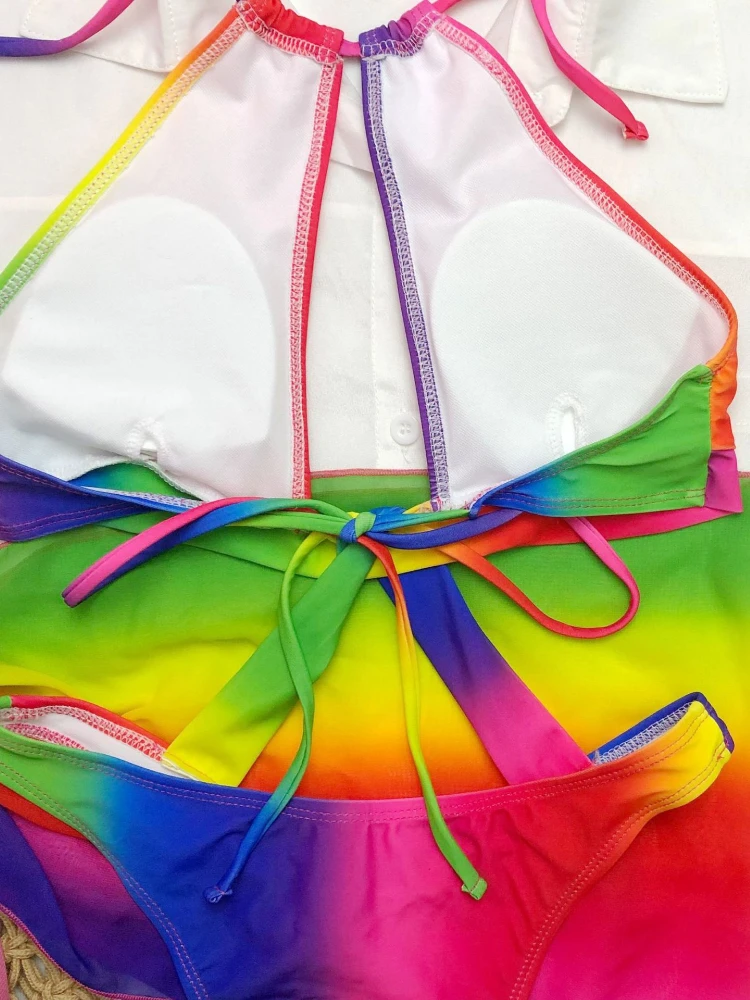 2023 New Dresses Women Hepburn Style High-waisted Bikini Set Sexy One-piece Swimsuit Chiffon Shawl Beach Plus Size Swimwear