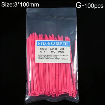 สายไนล่อนล็อกตัวเองปรับได้100ชิ้น3x100มม. สายรัดซิปสายรัดสายไฟสายรัดสีเขียวสีแดงสีน้ำเงินสีเหลือง 12