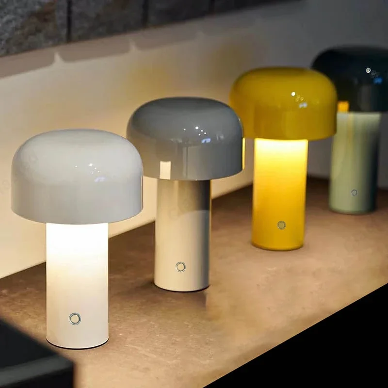 

Italian Designer Mushroom Table Lamp Night Light Portable Cordless Touch Rechargeable Decor Lamp USB Bedside Lamp Desktop Lamp