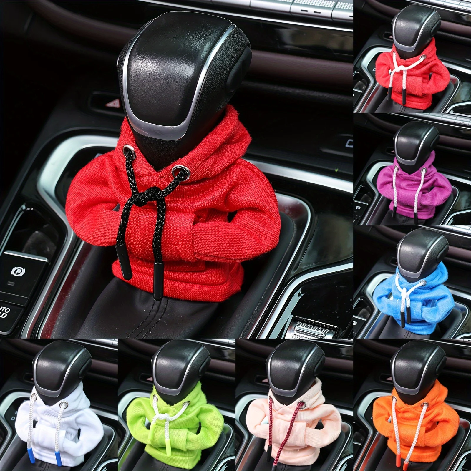 Car Interior Accessories Gear Head Cover Large Size Universal Car Gear Shift Cover Hoodie Fashionable Mini Hooded Sweatshirt For Auto Gear Stick Shifter Knob