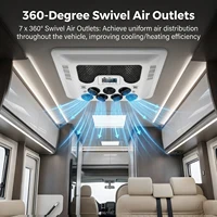Climatiseur de toit Podofo 12V 2300W de refroidissement 1000W de chauffage, unité AC tout-en-un avec 7 pièces 360 °   Grilles d'aération rotatives, télécommande LCD, diffusion vocale, réfrigérant R134A pré-charge, installation sans dommage pour camping-car, camionnette, fourgonnette, voiture de tourisme. 4