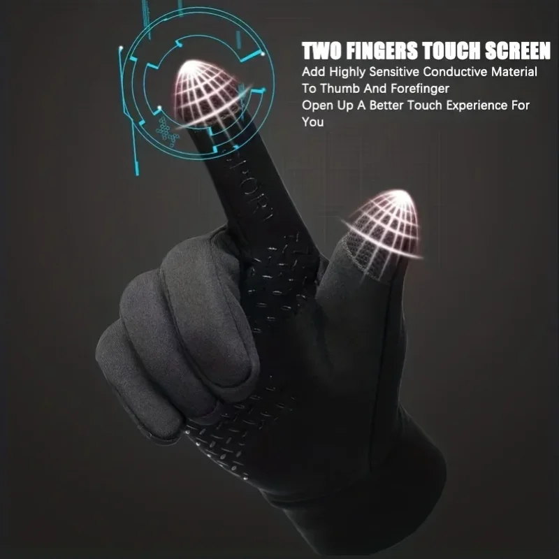 Winter Cycling Gloves Thermal Windproof Fleece Motorcycle Gloves Waterproof Touchscreen Warm Thick Driving Skiing Gloves