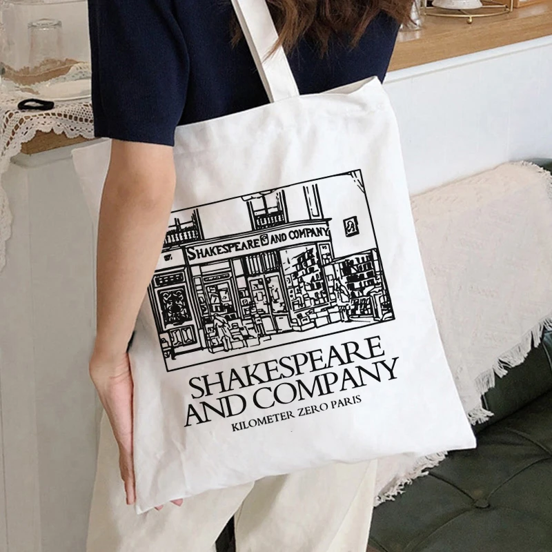 Shakespeare Print Women Canvas Shoulder Bag High Capacity Tote Bag Aesthetics Shopping Bags Cotton Handbags Books Bag For Girls