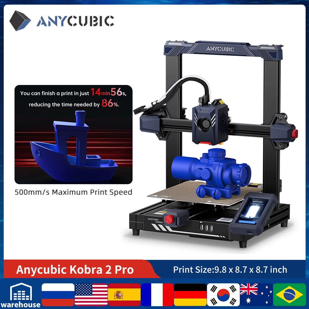 

ANYCUBIC KOBRA 2 Pro 3D Printer 3D Printers Auto Leveling FDM PLA Extruder Portable Professional 3 D DIY Printer 500mm/s