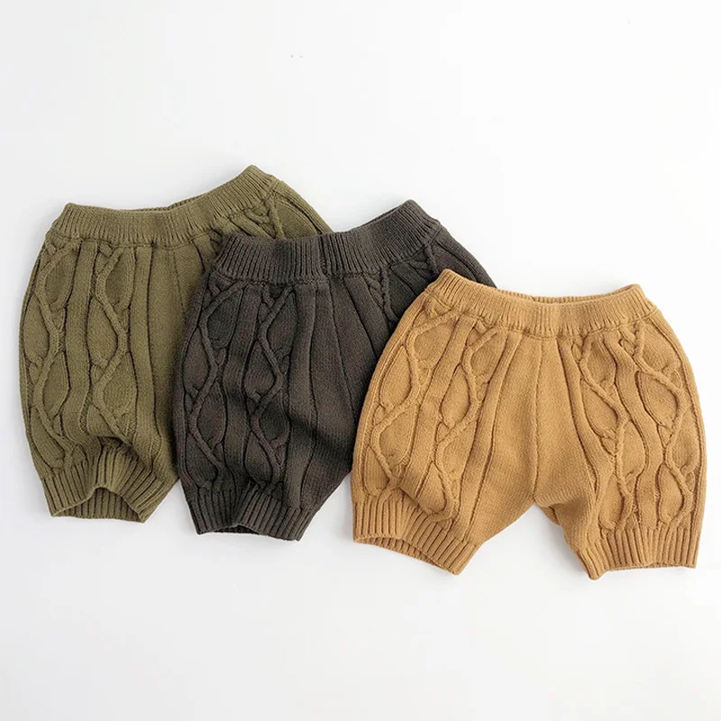 

Autumn Winter Kids Shorts for Boys Girls Vintage Knitting Pants Casual Knee Length Loose Short Korean Children Clothing 3 Colors