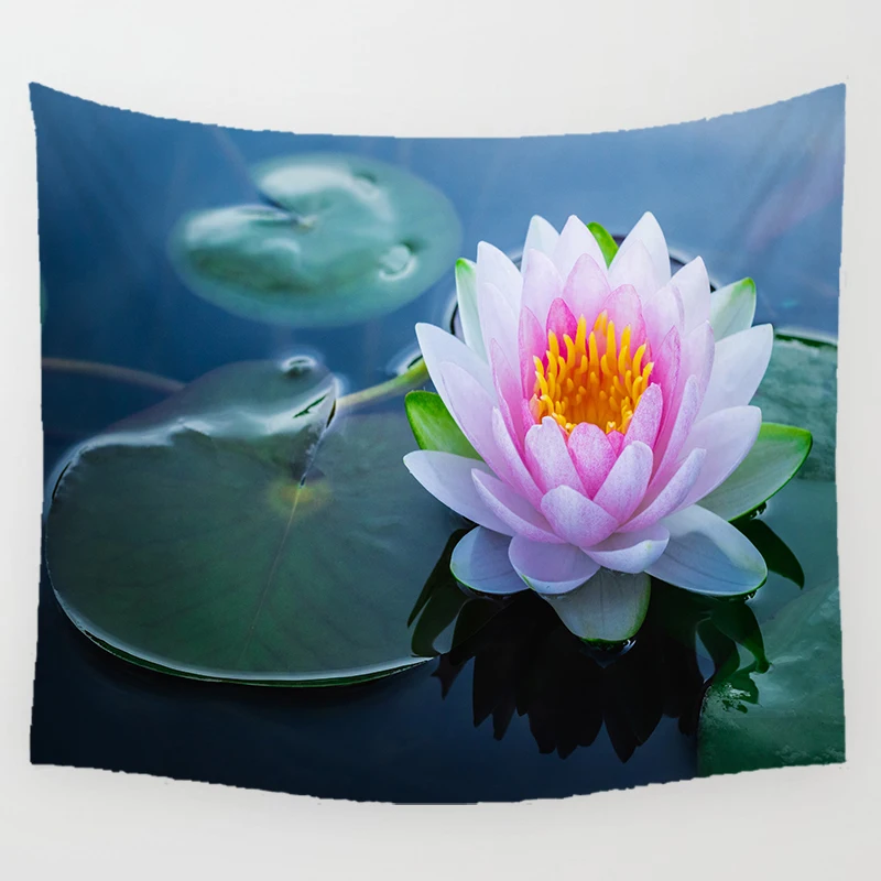 Lotus Flower Tapestry, Abstract Watercolor Floral Tapestry, Living Room Bedroom Wall Hanging artist life for Home Decoration