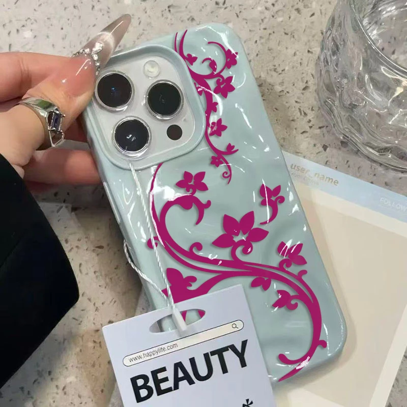 Elegant Hand-Painted Rose & Butterfly Silicone Phone Case - Shockproof Back Cover