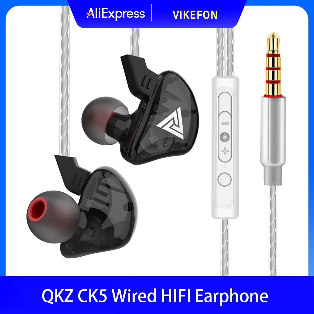 CK5 Dynamic Copper Driver HiFi Wired Earphone Monitor Sport Headphone Bass Stereo Headset Music Earbuds 3.5MM In Ear With Mic