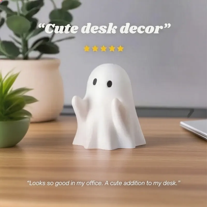 Halloween Ghost Pen Holder Cute Little Ghost Statue Design Pencil Support For Home Office Desktop Decoration