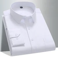 New Pure Cotton Men’s Plaid Shirts Male Business Casual Long sleeve Shirt for Men Pocket Office White Blue Shirt S-7XL 8XL